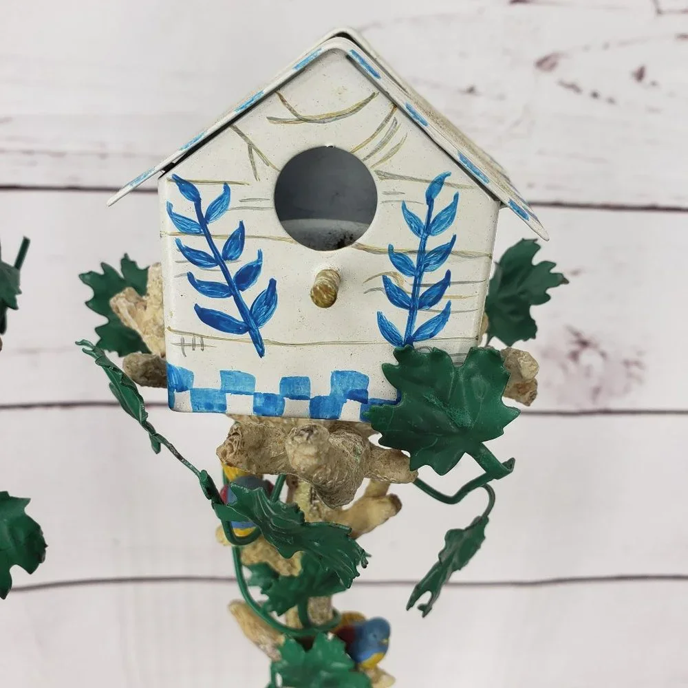 Vintage Russ 15068 BirdHouse‎ Candle Stick Holder Bird Floral Table Scape 9.5